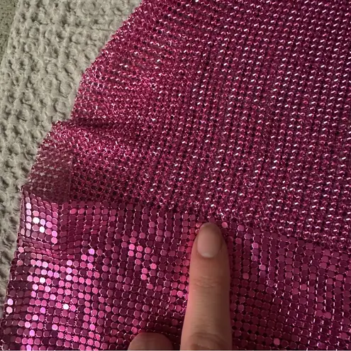 8 Other Reasons  Revolve Hot Pink Chainmail Mini Fringe Dress SZ S/M