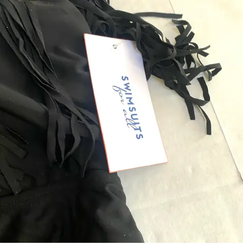 NWT Swimsuits for All black fringe bandeau one piece swimsuit Sz 26
