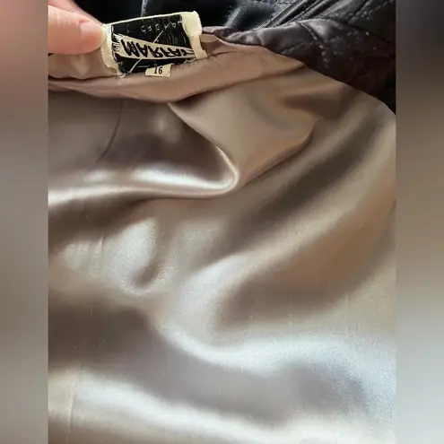 Vintage A Marfay Original Black Quilted Satin Mandarin Bed Jacket, Size 16