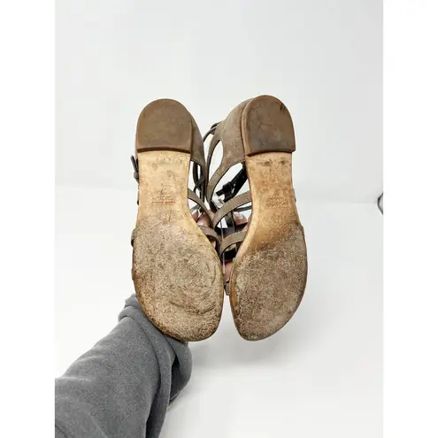 Giuseppe Zanotti Short Ankle Strappy Gladiator Flat Cage Sandals Taupe Tan EU 37