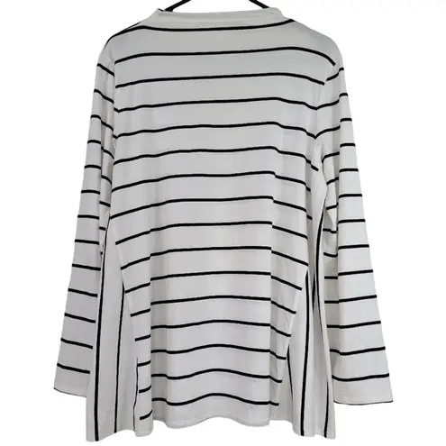 Two by Vince Camuto Anchor Stripe Mock Neck Long Sleeve Swing Top Stripe S White