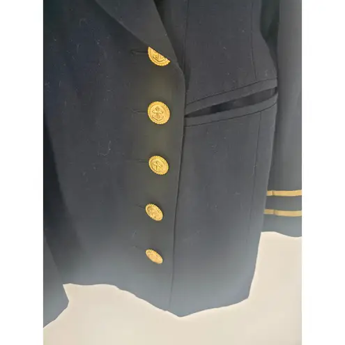 Mondi Navy Blazer Gold Anchor Buttons Nautical Military Style Jacket Size44 US 8 Black