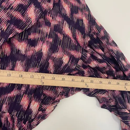 IRO Paris $645 Tyga Long Sleeve Tiered Mini Dress Purple Metallic Sz EU 36 US 4