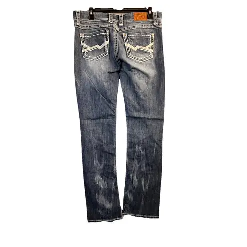 BKE Sabrina Stretch Womens Denim Blue Jeans Sz 30L Tall Bootcut Dark Wash Buckle