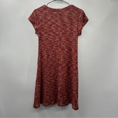 Market & Spruce Allison Burgundy Red & Orange Space Dye Short Sleeve Mini Dress
