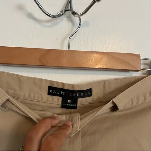 Ralph Lauren black label tan khaki cargo style cotton shorts size 10