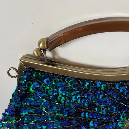 Elegant Green and Blue Sequin Clutch Size OS