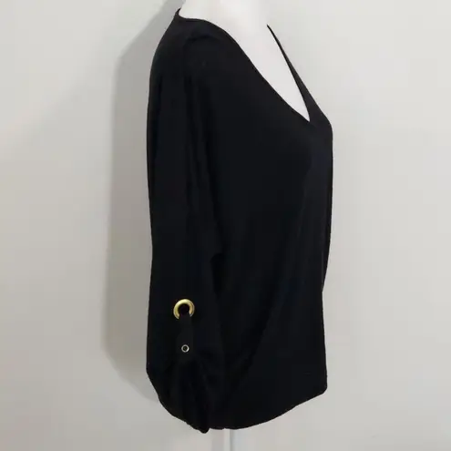 Ellen Tracy  Black Knit Top Size Small Oversized Black Blouse