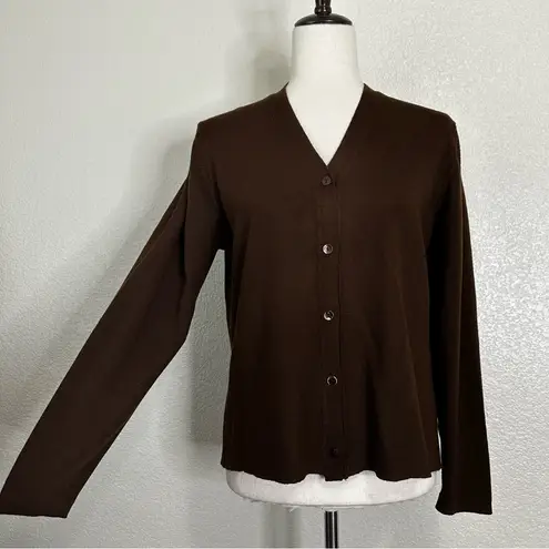 Giogiolini of Italy 100% Wool Brown Button Down Women's Cardigan, Sz Large - Image 2