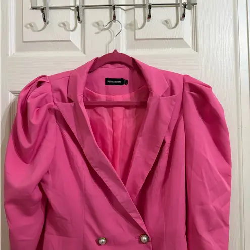 Pretty Little Thing  Fuscia Hot Pink Puff Sleeve Blazer Dress
