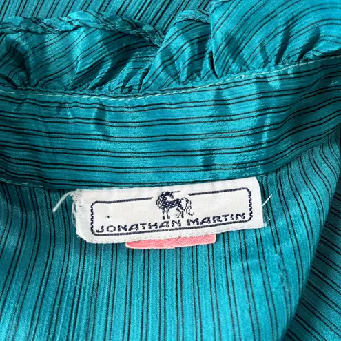Jonathan Martin Vtg 80s Ruffle Neck Womens Top Sz 11/12 Coquette Secretary Retro - Image 10