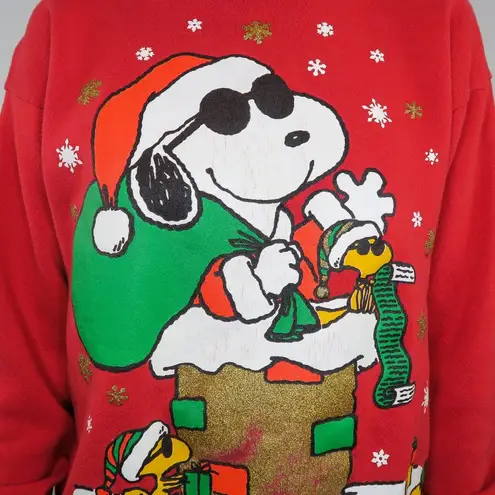 Vintage 70s Peanuts Snoopy Joe Claus Christmas Sweatshirt Size M