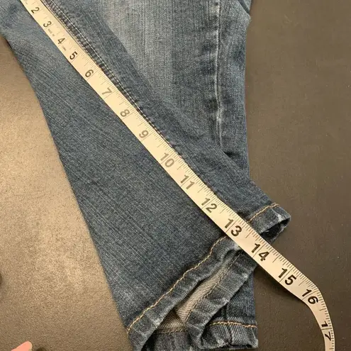 Democracy Women's Mid Rise Flap Pockets Bermuda Denim Shorts Dark Wash Size 12