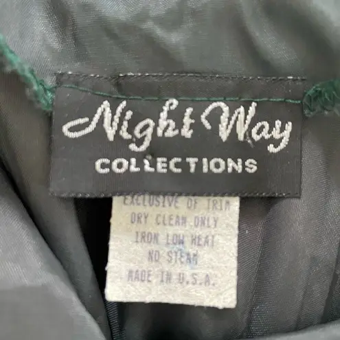 Vintage 90s Night Way Emerald Green Strappy Back Slip Dress Gown 4 XS