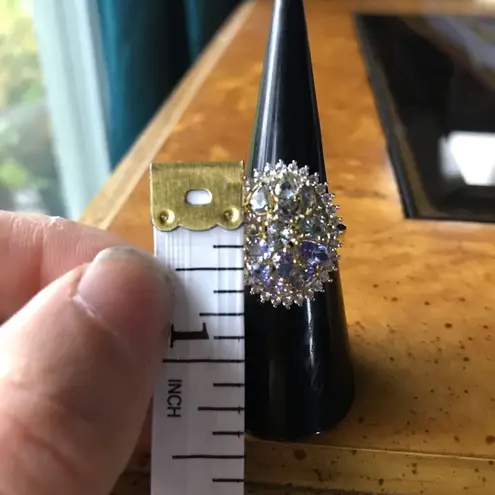 Natural Tanzanite Green Tanzanite Sterling Silver Cocktail Ring Size 6 Gold