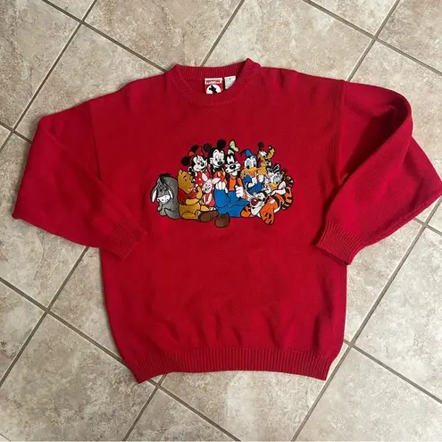 INC Mickey, . Vintage 1990 Cotton Red Mickey Mouse Friends Sweater Size XL unisex