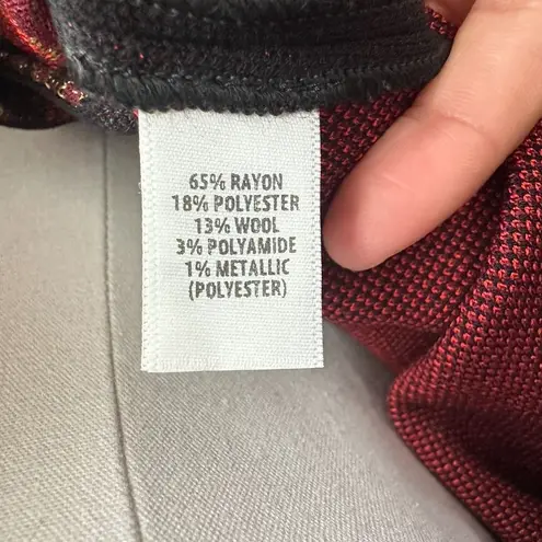 St. John Sweater Large Wool Blend Knit Damask Southwestern Mod Metallic Luxe Art