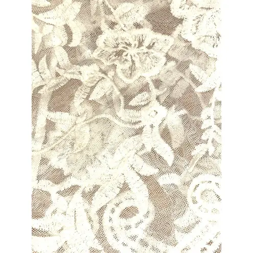 CCC Sheer Ivory Floral Embroidered Long Kimono Cardigan Cover Up Poncho Shawl OS Yellow Size undefined