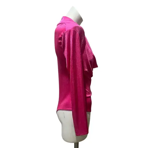 Saints 21 Women's Pink Long Sleeve Draped Bodysuit Size M Size M