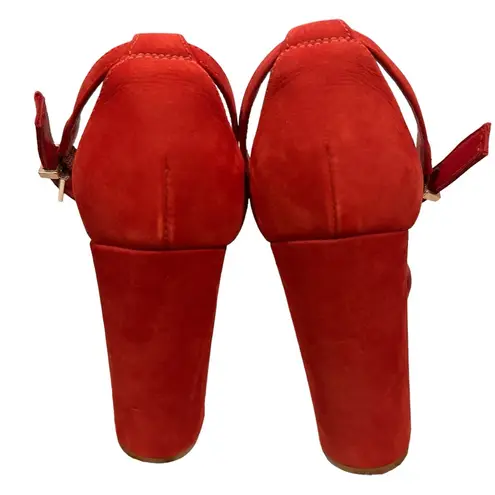 Schutz NEW CADEY SCARLET RED NUBUCK ANKLE STRAP SANDAL BLOCK HEEL SHOES 10