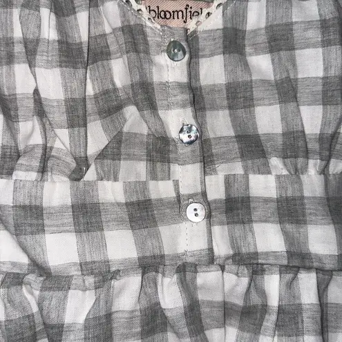 Gingham Peplum Tank Top Gray Size XL