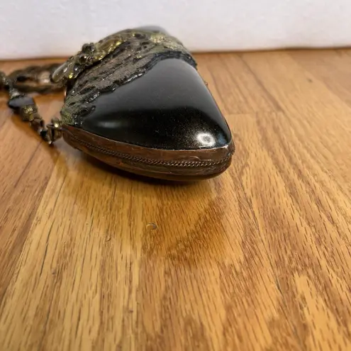 Maya Evangelista Resin Vintage Rhinestone Bead Clutch Handbag purse crossbody Black