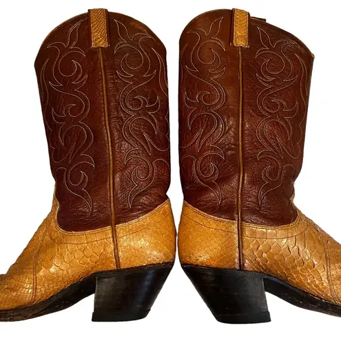 Dan Post Vintage 1980's Exotic Snakeskin Cowboy Boots, Sz 6.5 A