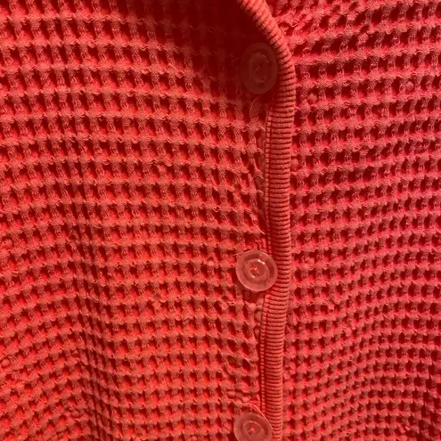Fresh Produce Vintage Pink Waffle Knit Button Front Jacket Size L Made In USA