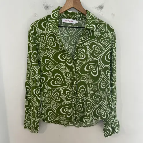 Lisa Says Gah - Bailey Button Down Top Wild Hearts Green Lounge Casual Travel