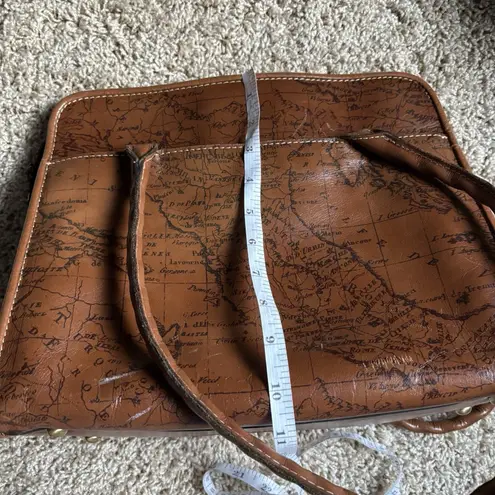 Patricia Nash Purse Leather Calvi Satchel Shoulder Bag Signature Map Riot Rust