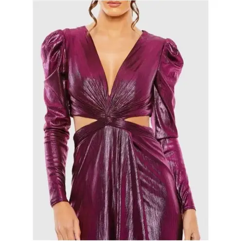 Mac Duggal NWT IEENA Princess Sleeve Cut Out Metallic Gown 27060 Sz 4 $498