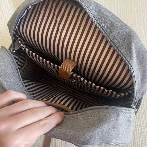 Parker Baby Co. Birch Bag Diaper Backpack grey with brown accent Gray