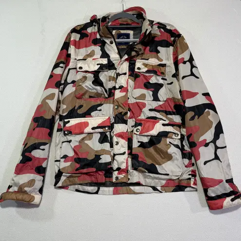 Mast & Harbour Camo Print Jacket Lightweight Full Zip Women's L Windbreaker Red Size L