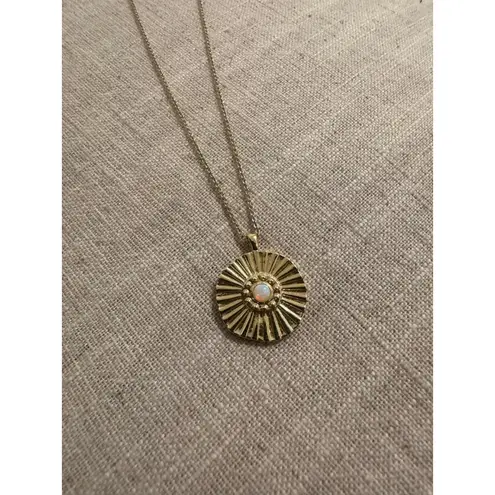 Gorjana Gold Tone Sunburst Pendant Necklace with White Opal
