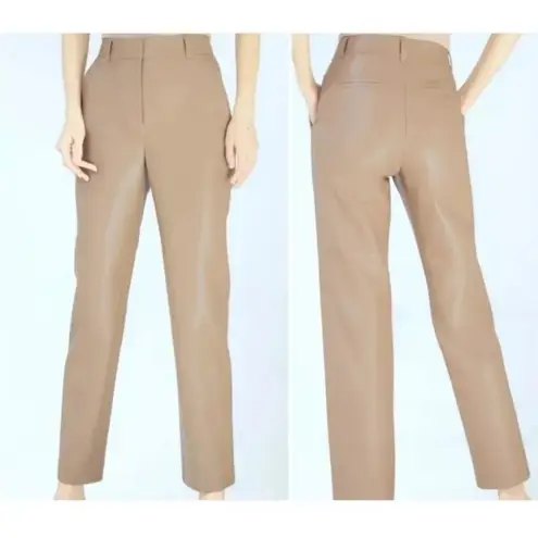 Babaton X Aritzia Command Cropped Faux Leather Straight Leg Pants Camel Tan
