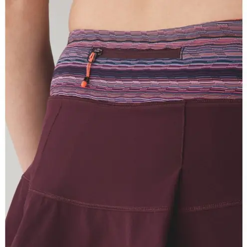 Lululemon  pace rival skirt 4 long bordeaux drama space dye twist build in shorts