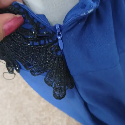 Blue sparkling lace top skirt size small