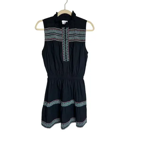 by We Are Sundays Max Black Sleeveless Embroidered Mini Dress Sz. S