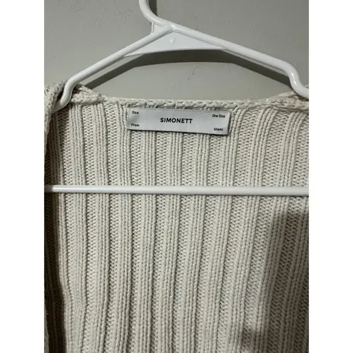 SIMONETT Cream Ribbed Knit Sleeve Sweater Shrug Bolero One Size Size undefined