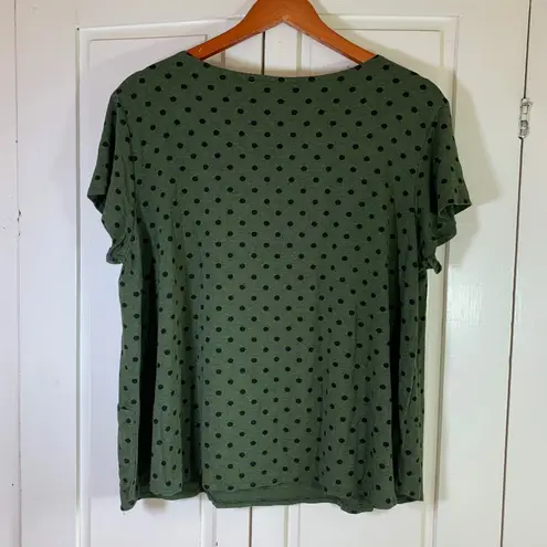 FH Clothing Co. Polka Dot Top with Pocket Casual Green XL Funky USA Comfy Artsy