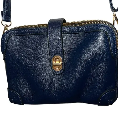 Dark blue Crossbody Bag with Long Strap Black