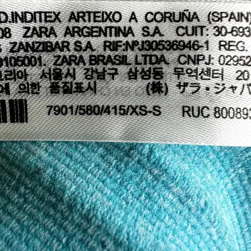 ZARA  Seamless Asymmetric Dress One Shoulder Bodycon Ribbed Knit Neon Blue XS-S