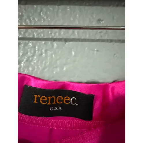 Women's Renee C. Silky Satin Slit Midi Skirt sz M in Fuschia Contemporary Barbie Pink Size M