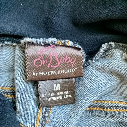 Oh Baby by Motherhood Full Belly Panel Maternity Jean Denim Shorts, M Blue Size undefined