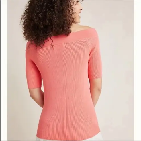 Anthropologie  • Minuet Coral Off Shoulder Knit Sweater
