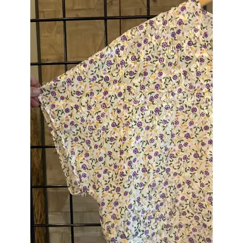 L.A. Intimates Nightgown S/M White Purple Floral Short Sleeve Fairycore