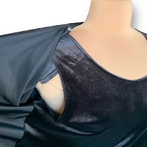 Vintage R&K Originals Cardigan Tank Black Velvet Gold Metallic Glitter Stripe Size 12