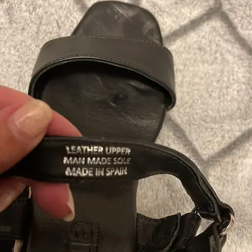 Jutelia Made In Spain Women's Leather Espadrilles Raffia Braided Wedge Sz 7 NWOB Black