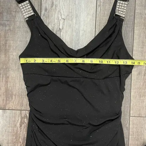 Ruby Rox Sparkle Shimmer Bodycon Dress Black. Silver Rhinestone Detail Medium