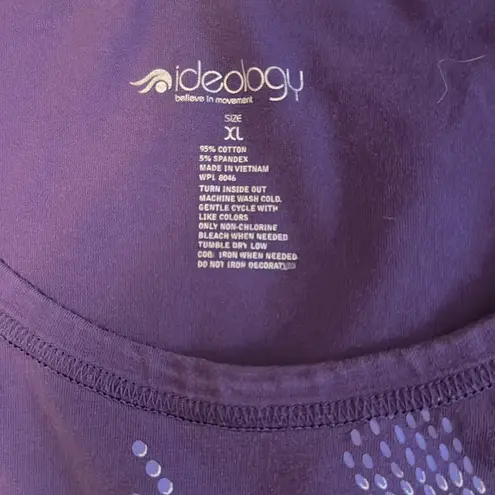 Ideology Women’s Purple Tee Activewear Logo on Sleeve Embellished Front Sz XL XC